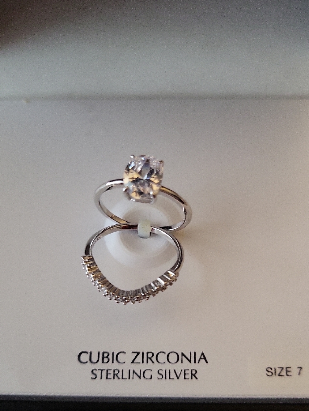 Giani Bernini Sterling Silver Lab Created Oval CZ Ring And Eternity Band, Size 7